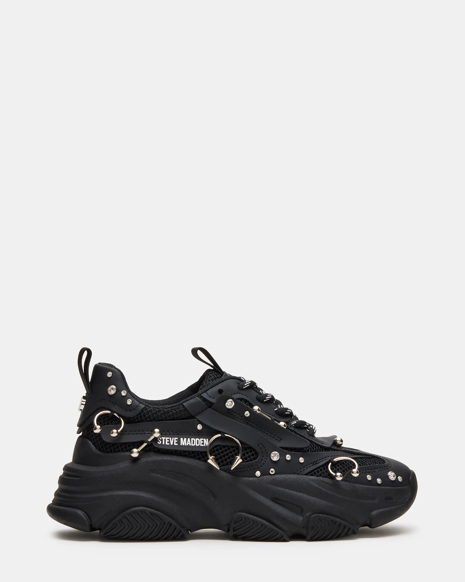 POSSESSION Piercing Black Platform Lace-Up Women's Sneaker | Steve Madden (US)
