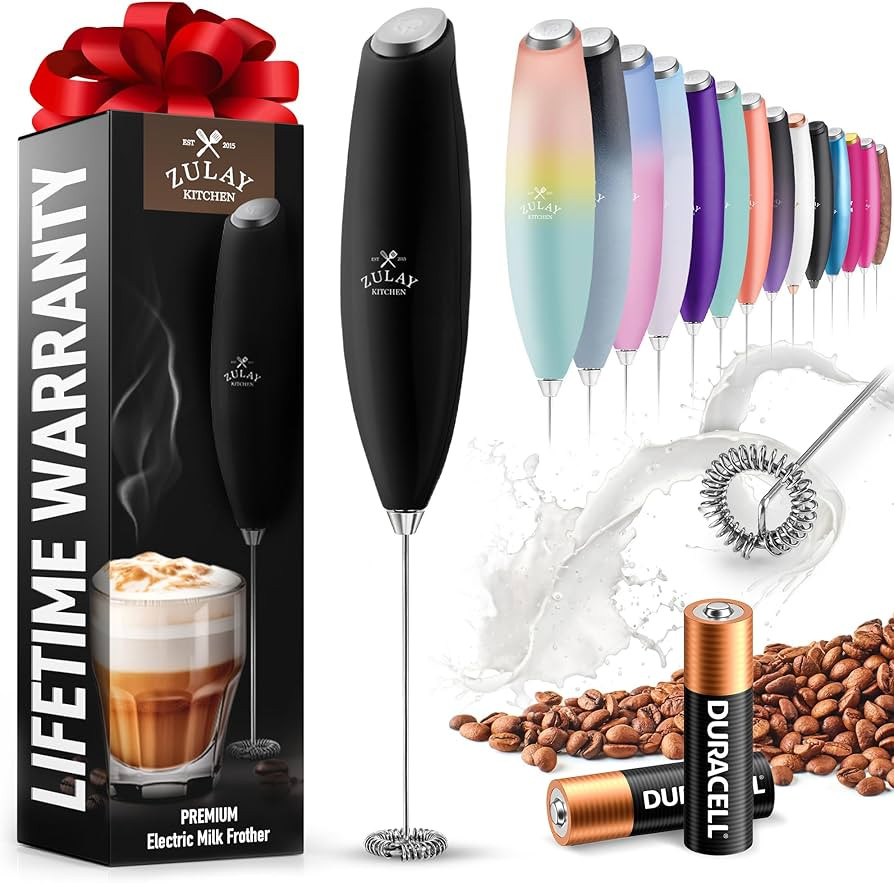 Zulay Kitchen Milk Frother Wand Drink Mixer - Durable Handheld Milk Frother Electric Whisk - Easy... | Amazon (US)