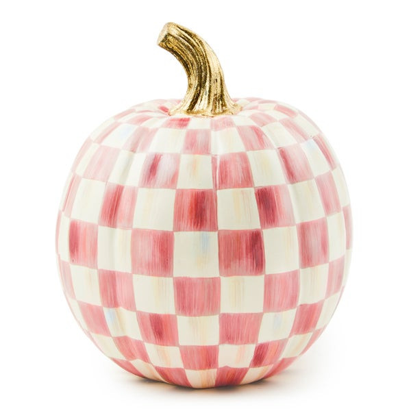 MacKenzie-Childs Bubblegum Pink Check Small Pumpkin Figurine | MacKenzie-Childs