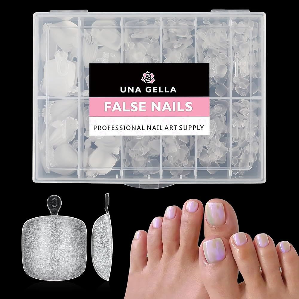 UNA GELLA Toe Nail Tips, 504Pcs Short Square Toe Nails 12 Sizes Pre-shape Soft Gel Toenails Gel X... | Amazon (CA)