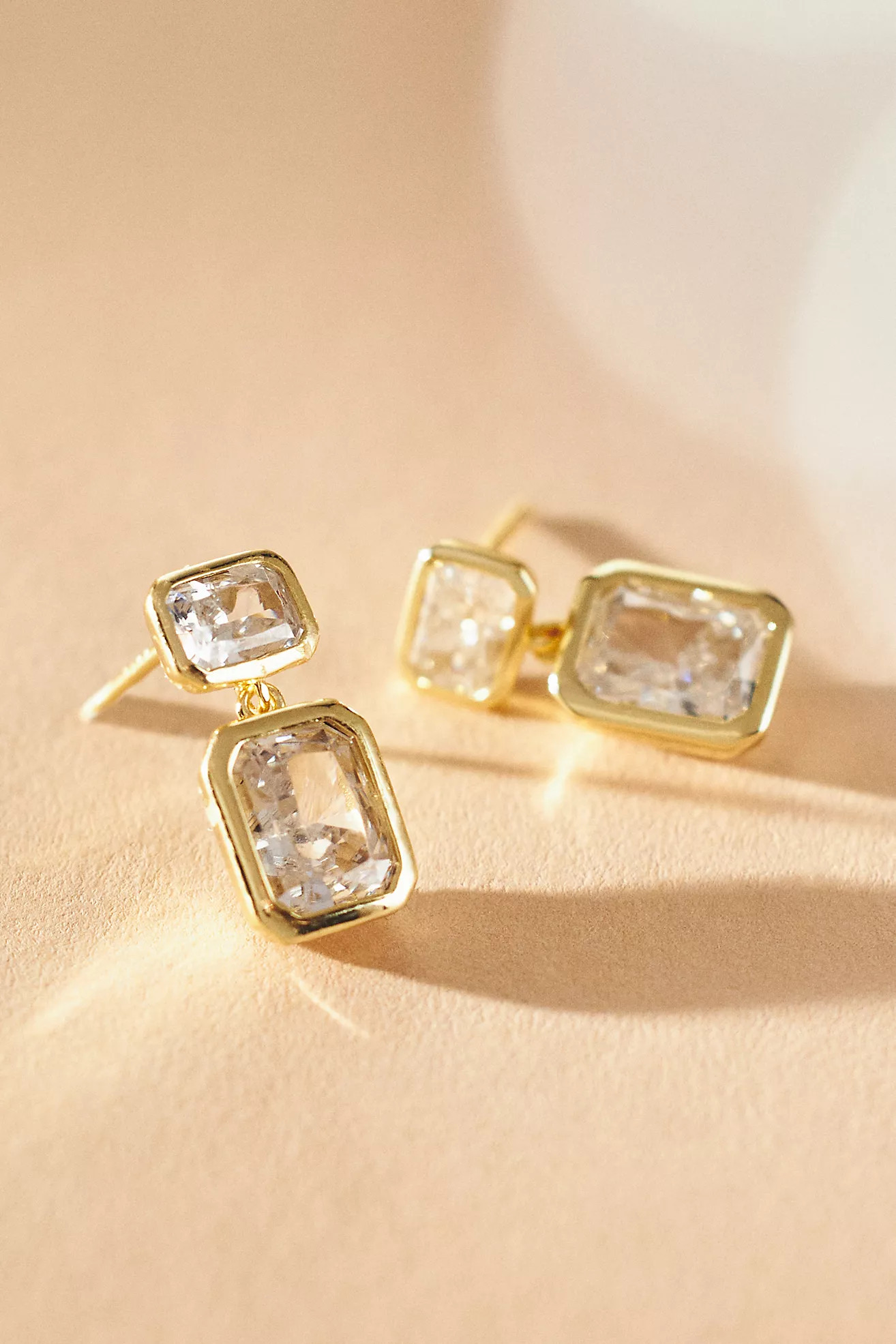 Shashi Emerald Baguette Drop Earrings | Anthropologie (US)