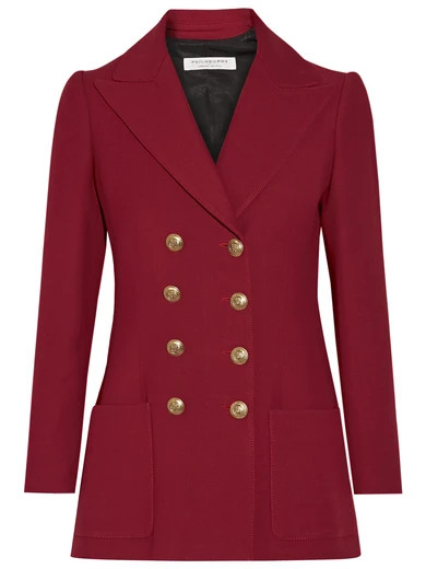 Philosophy di Lorenzo Serafini - Double-breasted Twill Blazer - Claret | NET-A-PORTER (UK & EU)