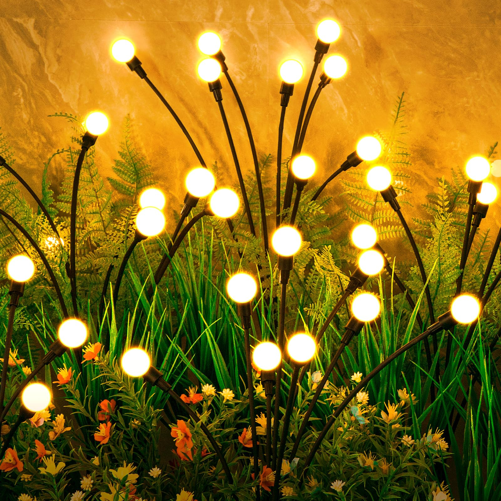 ASMAD Luces solares de jardín (paquete de 2, 16 LED), luces decorativas oscilantes con efecto lu... | Amazon (US)