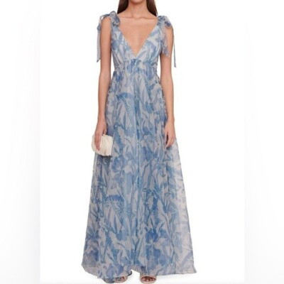 staud dandelion floral organza maxi dress Staud Dandelion Dress in California Poppy Goldie