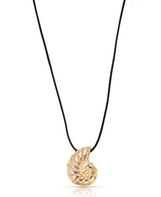 Swirled Shell Pendant Black Cord Necklace | Macy's
