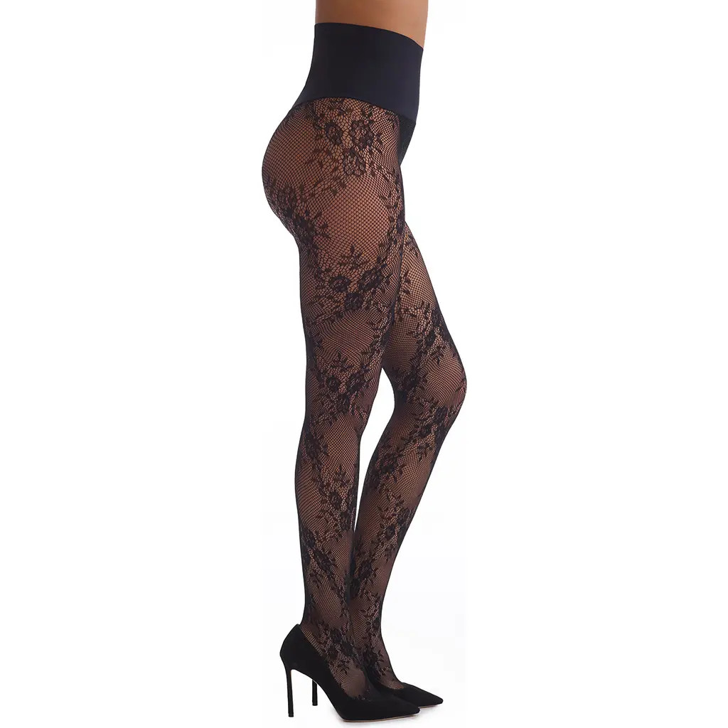 Commando Floral Net Tights in Black at Nordstrom, Size Large | Nordstrom