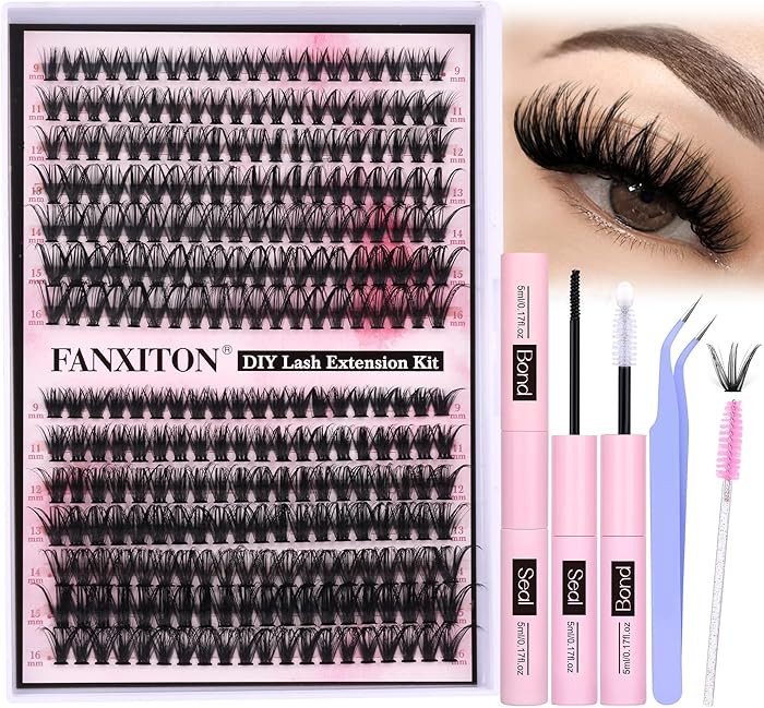 FANXITON DIY Individual Eyelash Extension Kit, Thick Volume Lash Clusters 40D+50D D Curvature, 28... | Amazon (US)