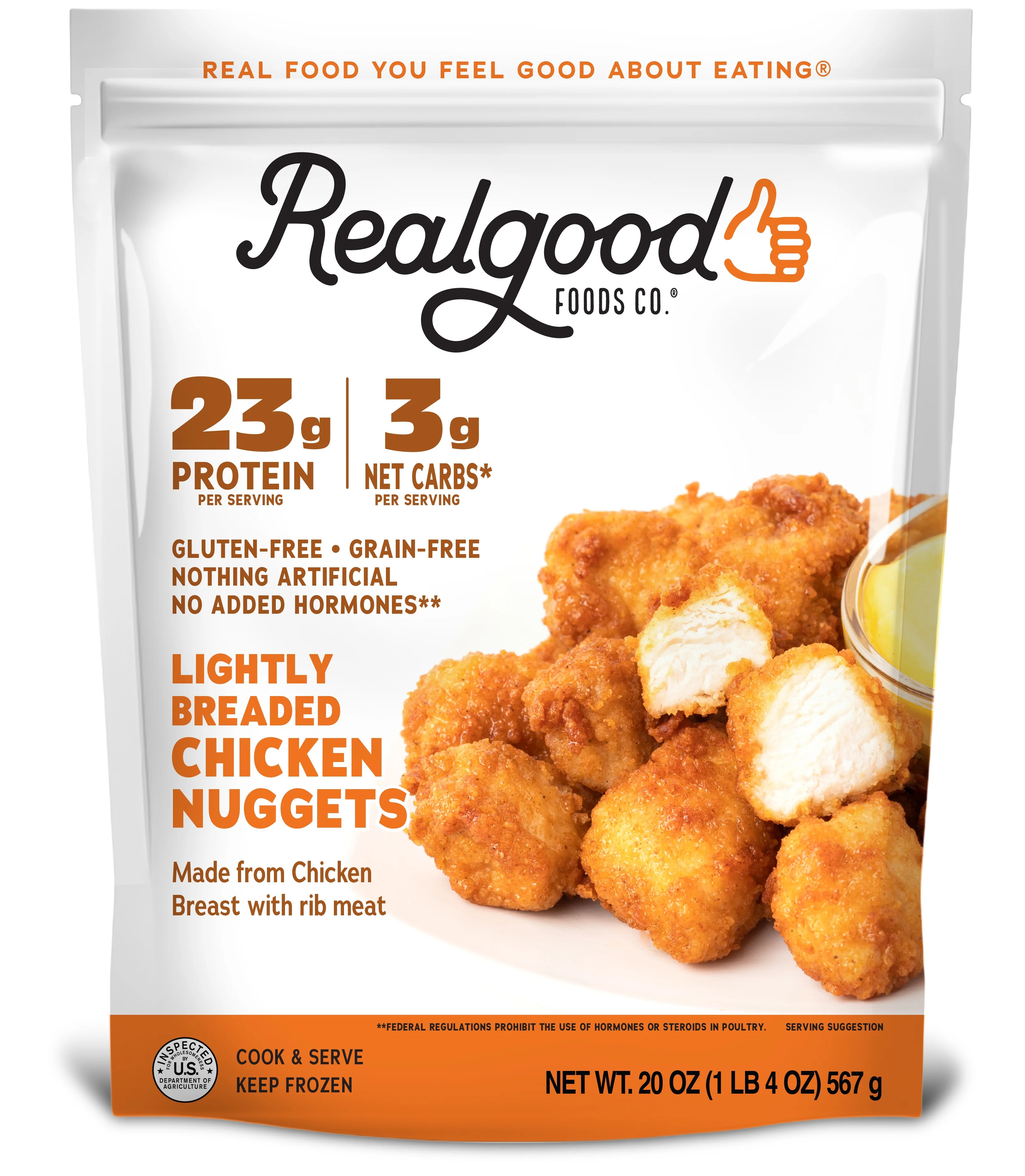Realgood Foods Co. Lightly Breaded Chicken Breast Nuggets, 20 oz Bag (Frozen) | Walmart (US)