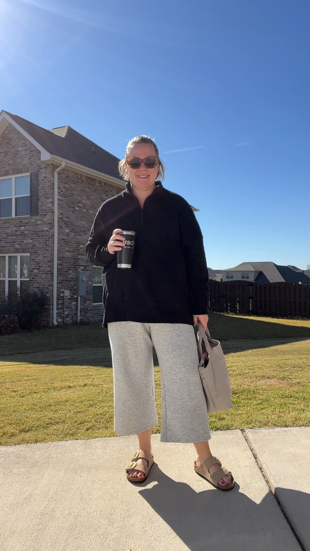 Cozy fall outfit, Amazon sweatshirt, Walmart scuba pants, Birkenstocks, Canvelle tote bag, washable bag, clogs, 

#LTKFindsUnder50 #LTKVideo #LTKPlusSize