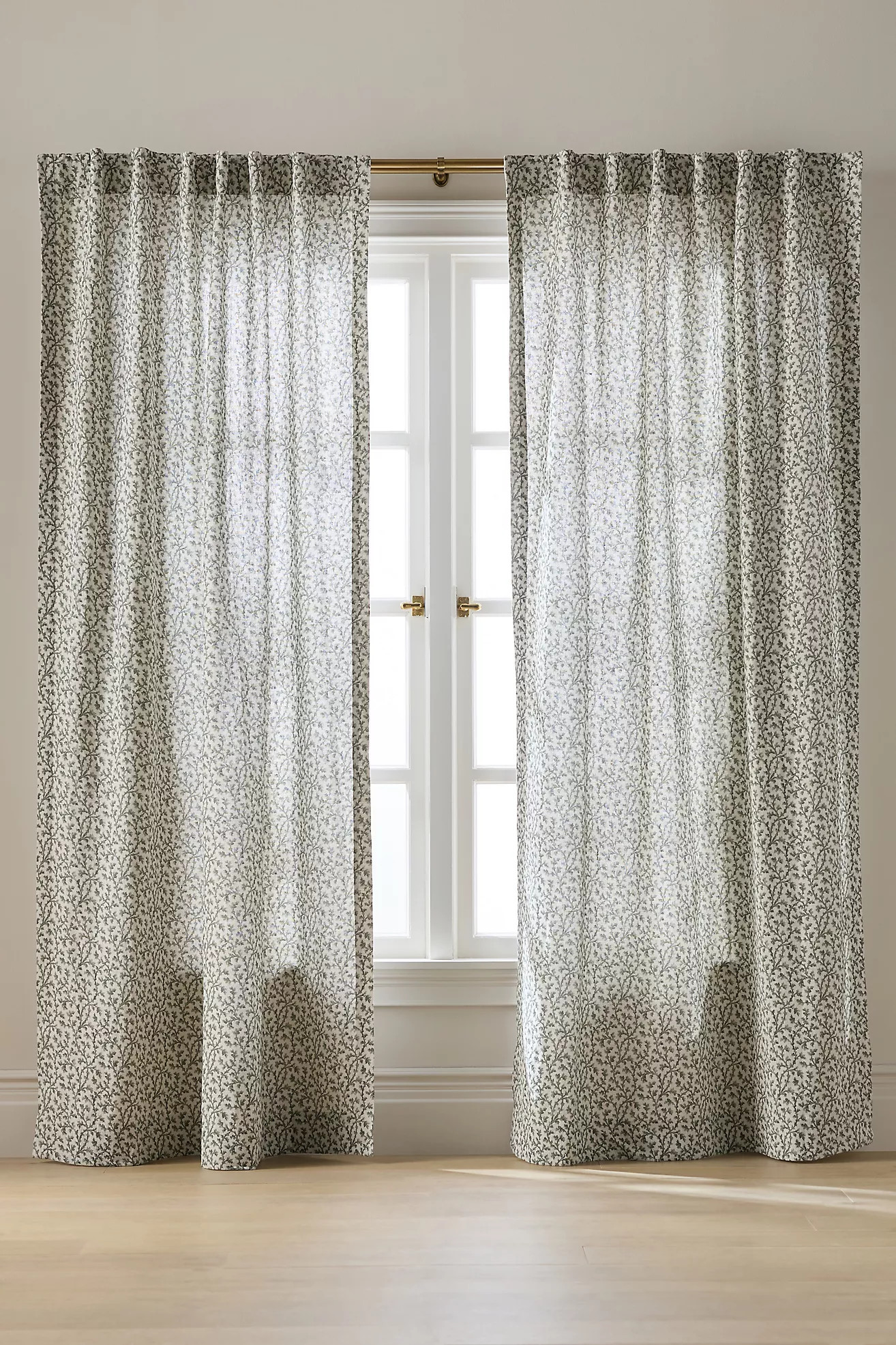 Irena Cotton Linen Floral Curtain | Anthropologie (US)