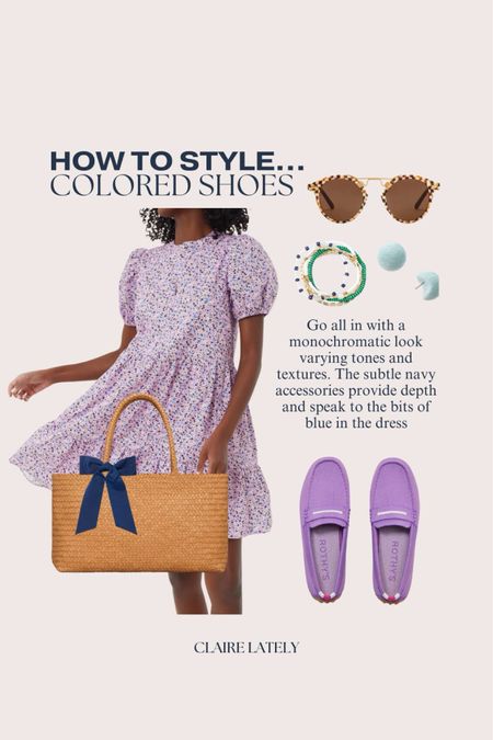 How to style colored shoes - tuckernuck spring dress, rothy new arrivals for spring drivers, madewell bag, bow, bracelet stack, Krewe sunglasses, stud earrings
❤️ CLAIRE LATELY 

#LTKworkwear #LTKstyletip #LTKSeasonal