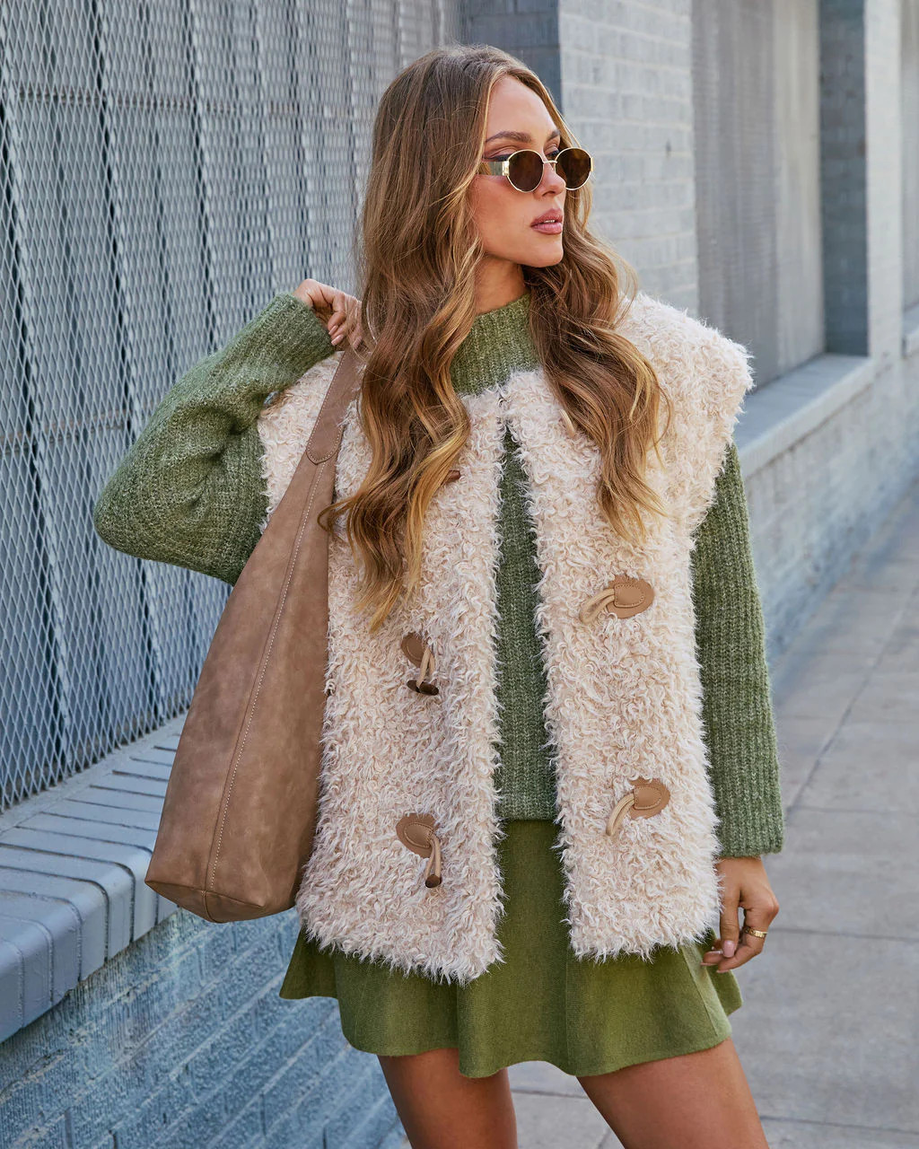 Golden Haze Shaggy Fur Vest | VICI