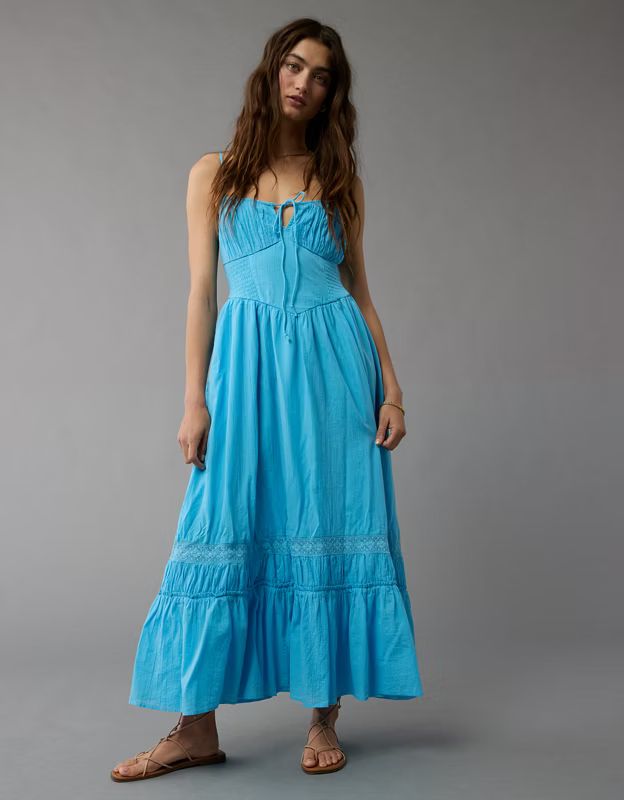 AE Corset Tiered Midi Dress | American Eagle Outfitters (US & CA)