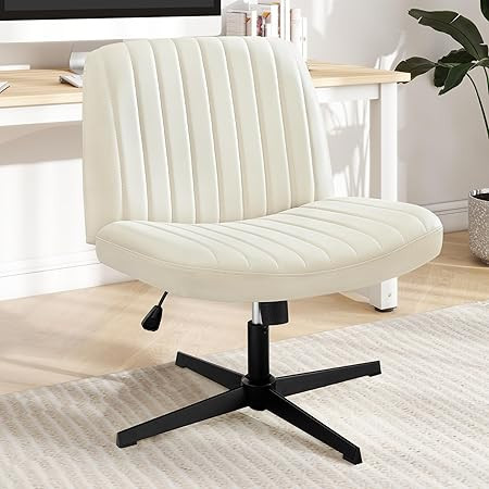 DUMOS Criss Cross Chair Legged Office Wide Comfy Desk Seat, No Wheels Armless Computer Task Seati... | Amazon (US)