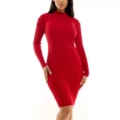 Nina Leonard Women's Stripe Sweater Dress, Red, Medium | Belk