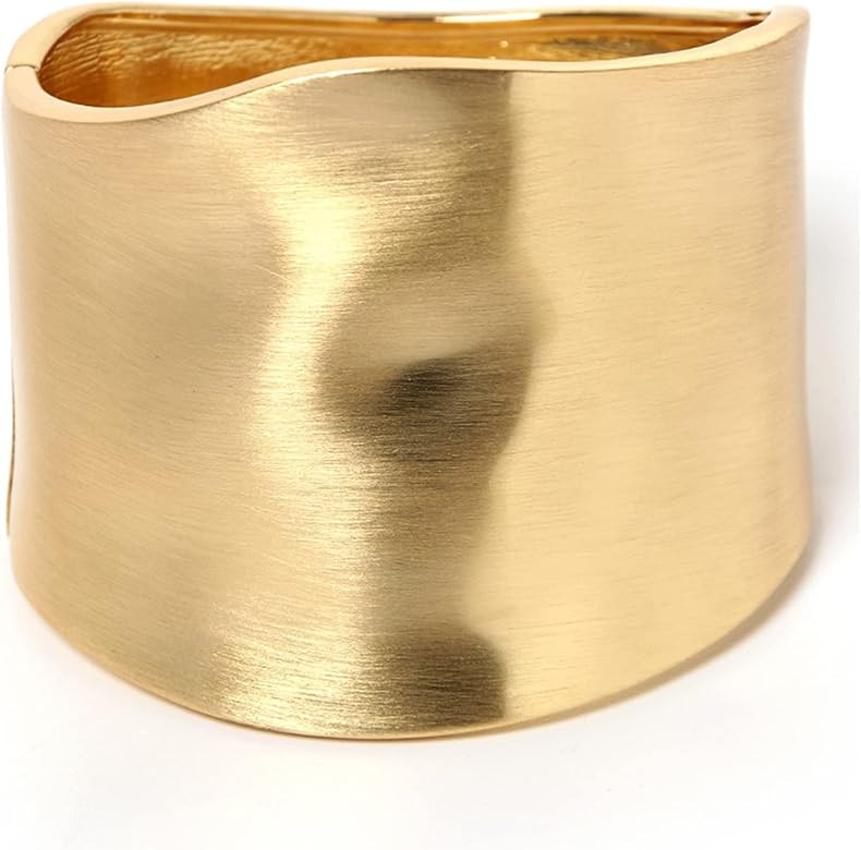 Long tiantian 18K Gold Cuff Bracelets for Women Fashion Chunky Gold Bracelets for Teen Girls Hing... | Amazon (US)
