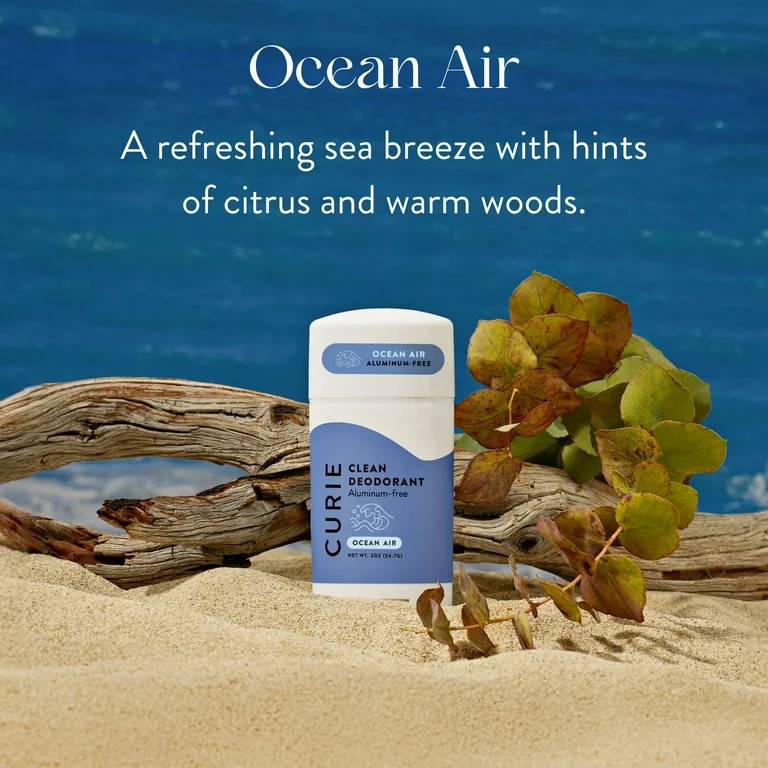 Curie Natural Deodorant Stick, Ocean Air, for Men and Women, Aluminum-Free, 2 oz | Walmart (US)