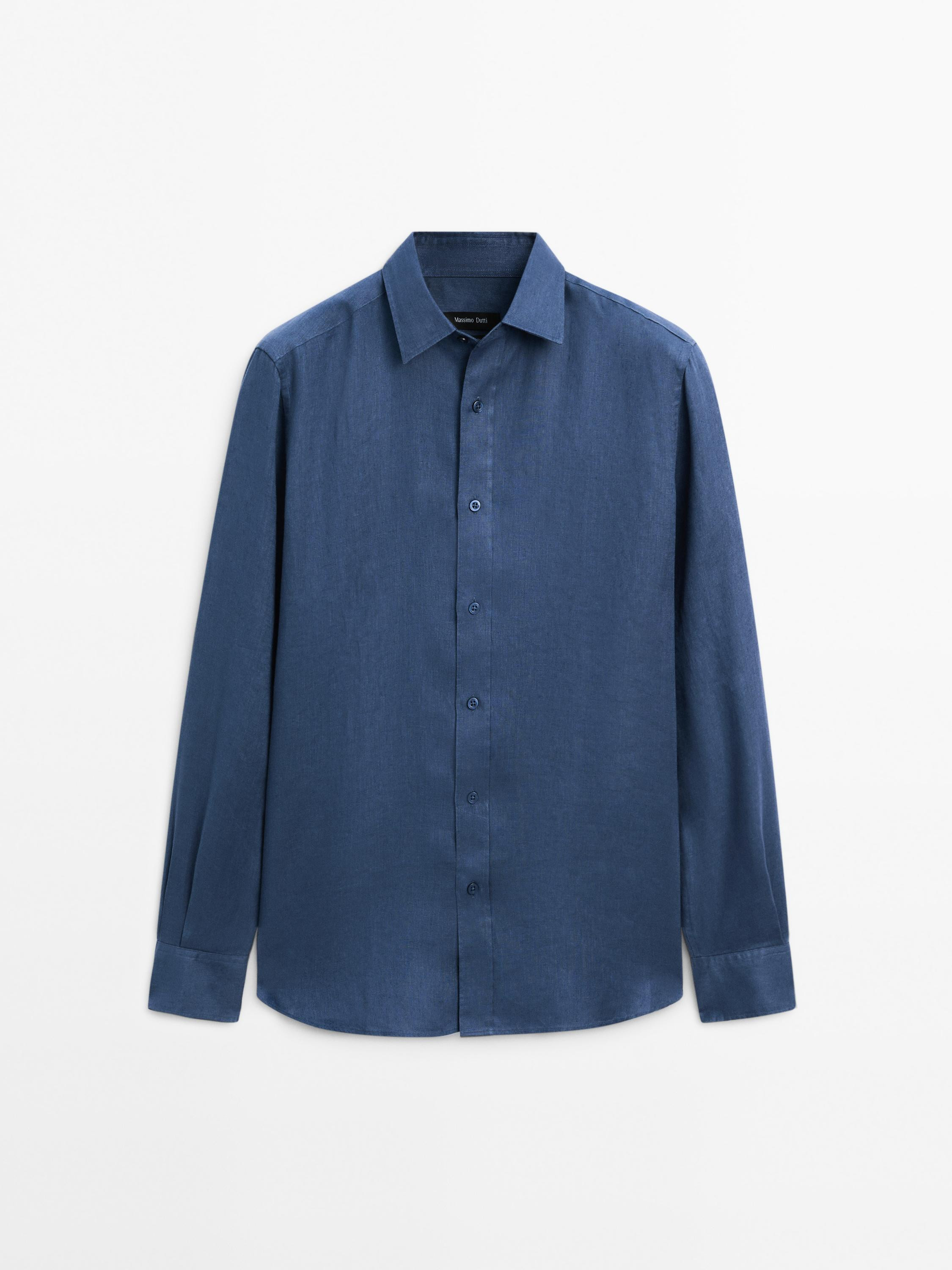 100% linen slim fit shirt | Massimo Dutti US