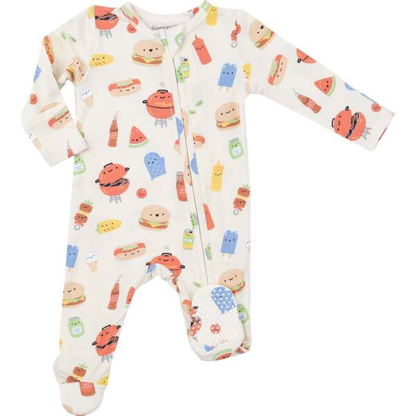 Bbq Buddies 2-Way Zipper Footie, White | Maisonette