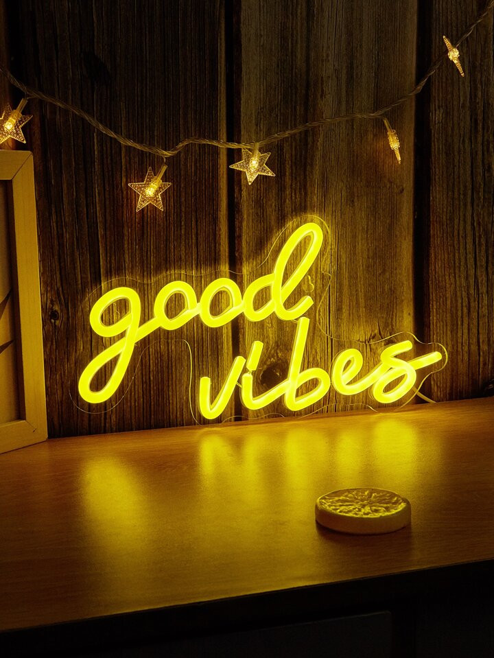 1pc Goodvibes Led Neon Sign Usb Powered Wall Neon Signs For Bedroom Home Wedding Party Decoration | SHEIN