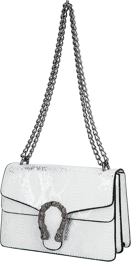 Leather Shoulder Bag Chain Purse for Women - Fashion Crossbody Bags Vintage Snake Print Underarm ... | Amazon (US)