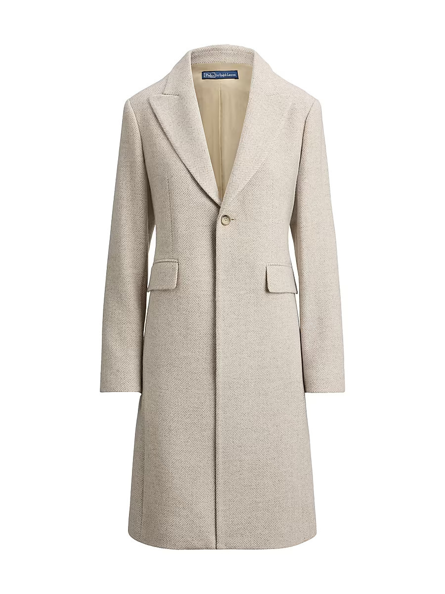 Women's Herringbone Wool-Blend Coat - Cream Grey Herringbone - Size 4 | Saks Fifth Avenue