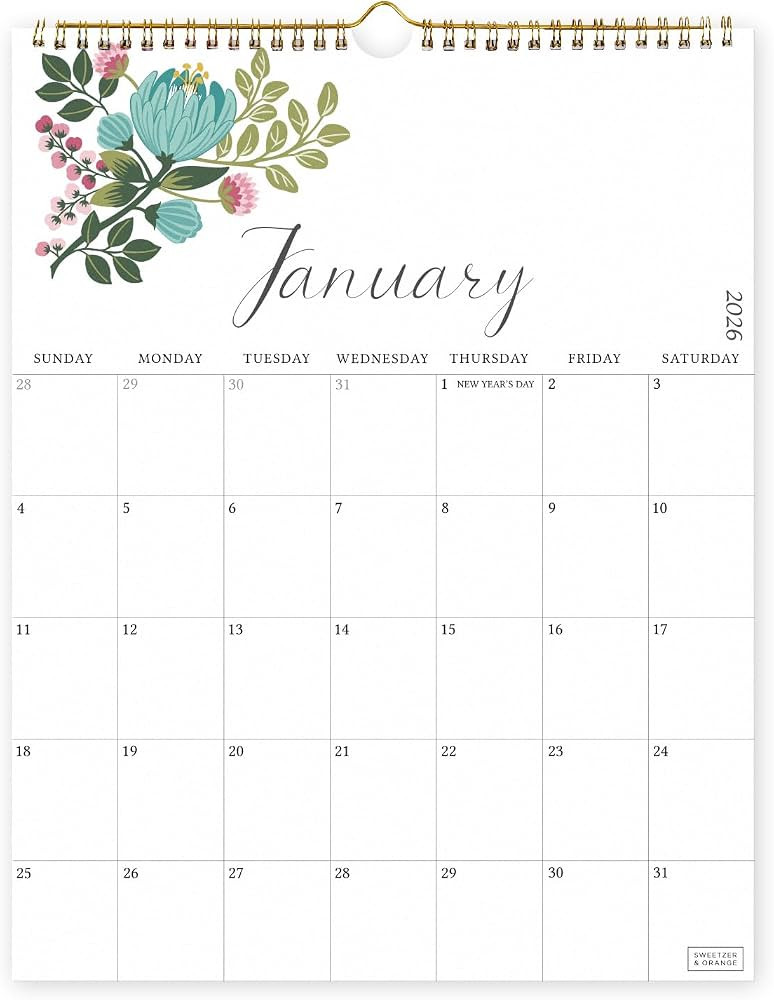 S&O Twelve Flowers 18 Month Wall Calendar 2026-2027 for Home - Tear-Off Monthly Calendar January ... | Amazon (CA)