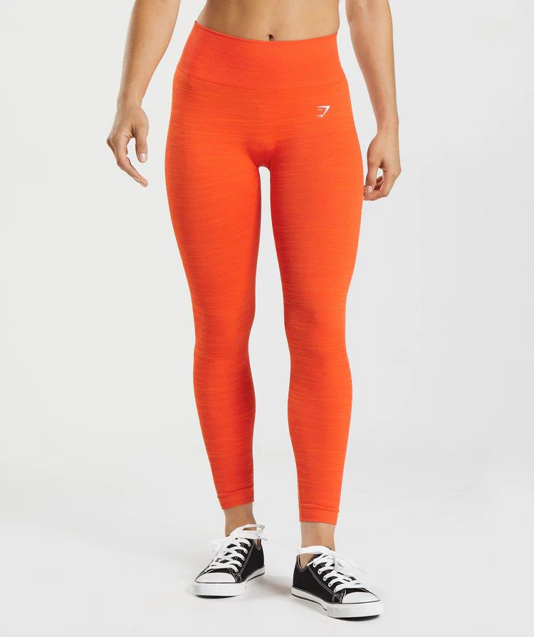 Gymshark Adapt Marl Seamless Leggings - Pepper Red/Zesty Orange | Gymshark US