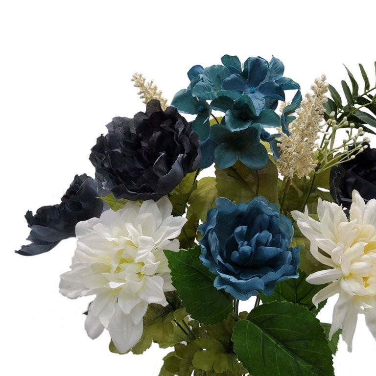 Mainstays 21.5 inch Artificial Flower Hydrangea Peony Bouquet, Navy Cream Color. Indoor Use. | Walmart (US)