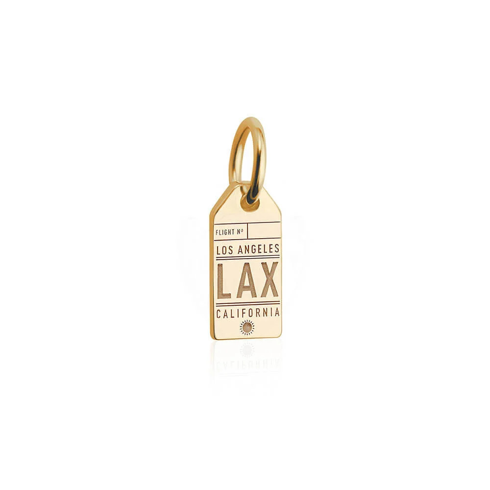 Los Angeles California USA LAX Luggage Tag Charm Solid Gold Mini | Jet Set Candy (US)