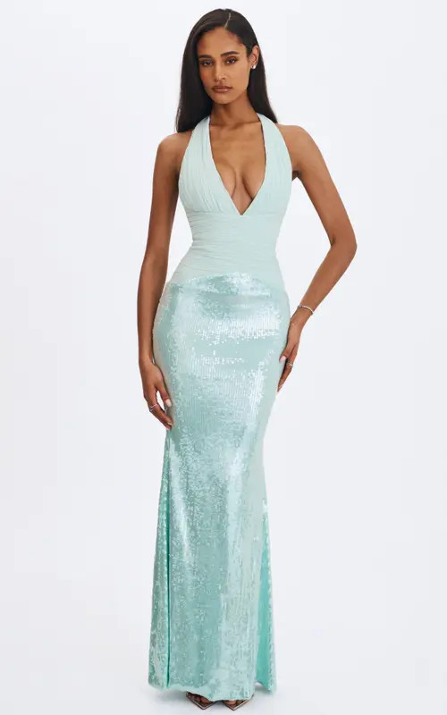 Miss Circle Wendale Sequin Plunging Mermaid Maxi Dress in Mint at Nordstrom, Size Small | Nordstrom