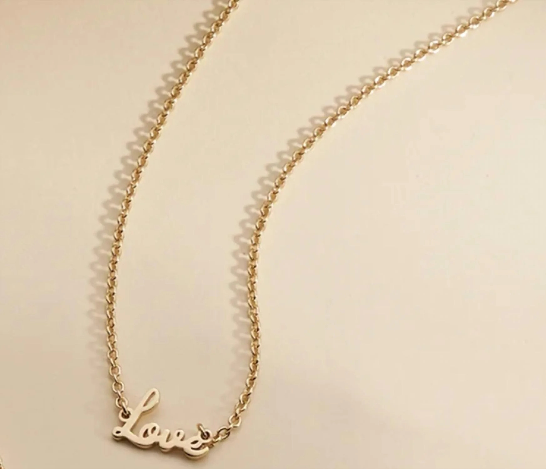 Dainty Script Love Necklace In Gold | Shop Simon