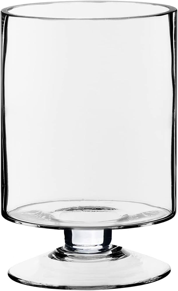 CYS EXCEL Glass Hurricane Pillar Candle Holder (H:8" W:4.75") | Multiple Size Choices Short Stem ... | Amazon (US)