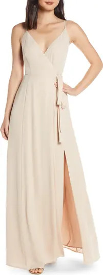 The Angelina Slit Wrap Gown | Nordstrom