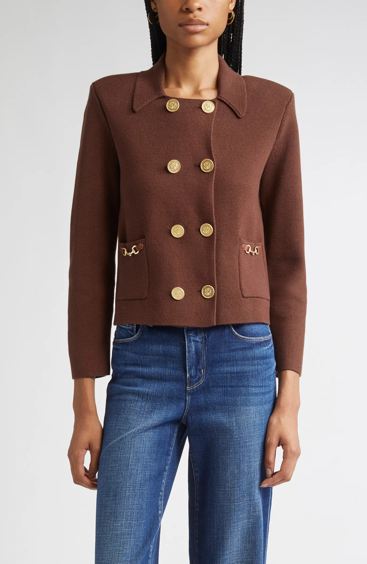 L'AGENCE Madilyn Double Breasted Knit Jacket | Nordstrom | Nordstrom