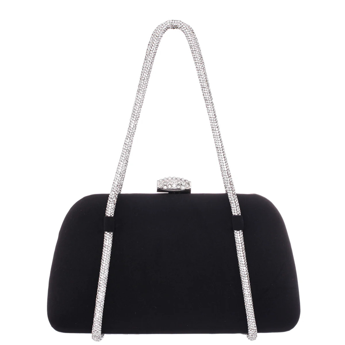 Womens Camara Black Satin/Glass Crystal Minaudiere | Nina Shoes | Nina Shoes