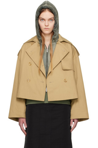 Beige Cropped Trench Coat | SSENSE