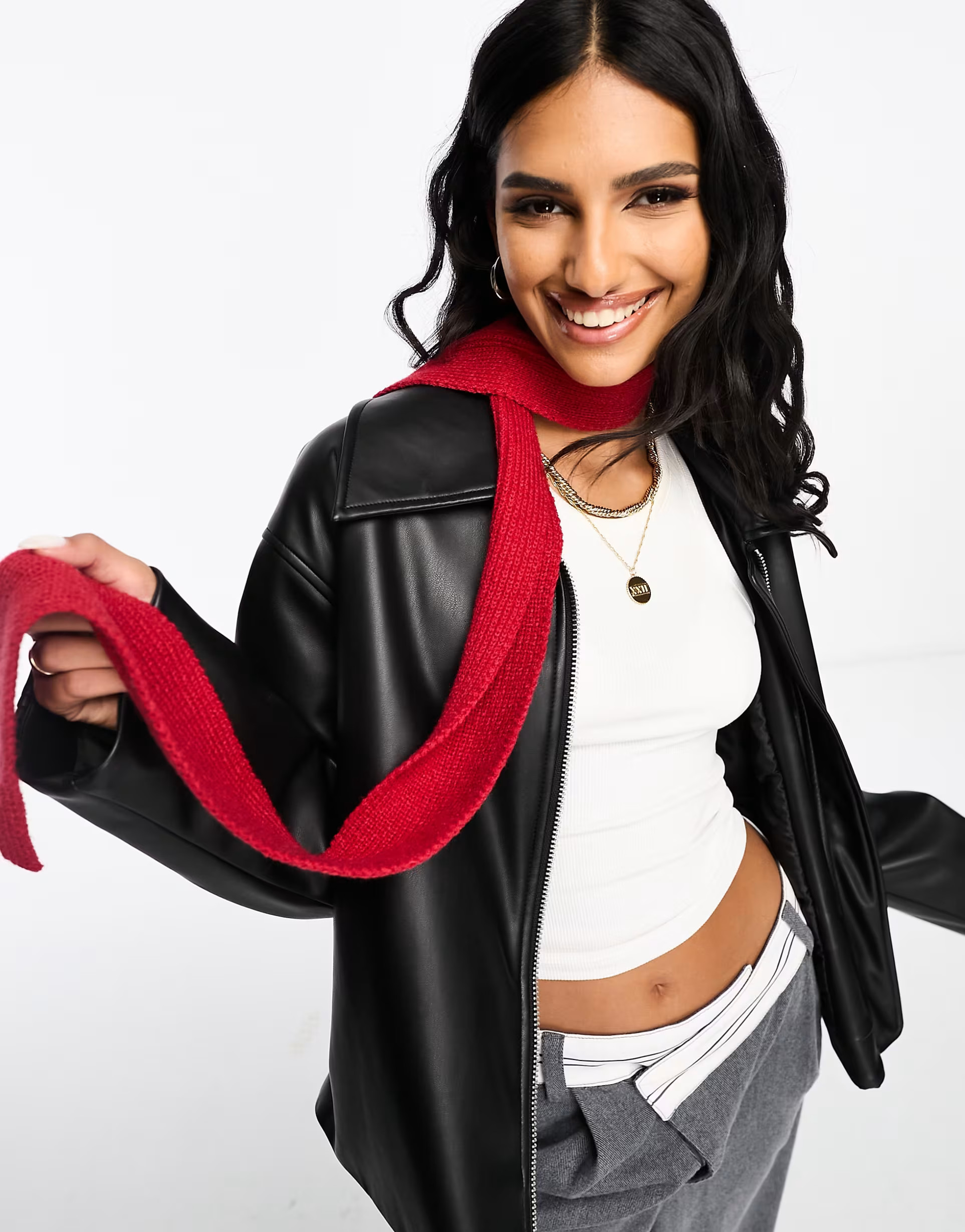 Glamorous skinny knitted scarf in red | ASOS (Global)