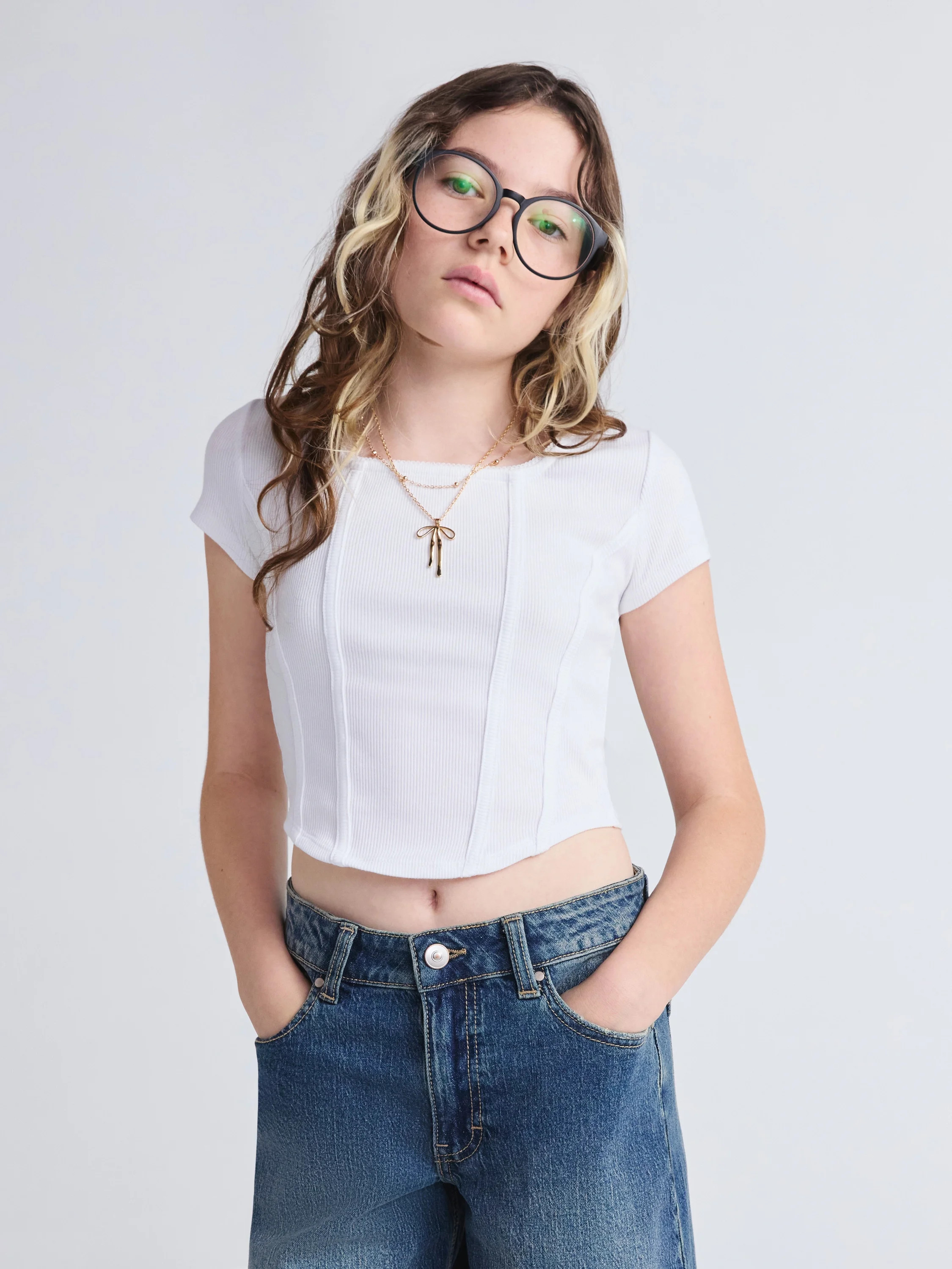 Weekend Academy Girls Short Sleeve Corset Top, Sizes 4-18 | Walmart (US)