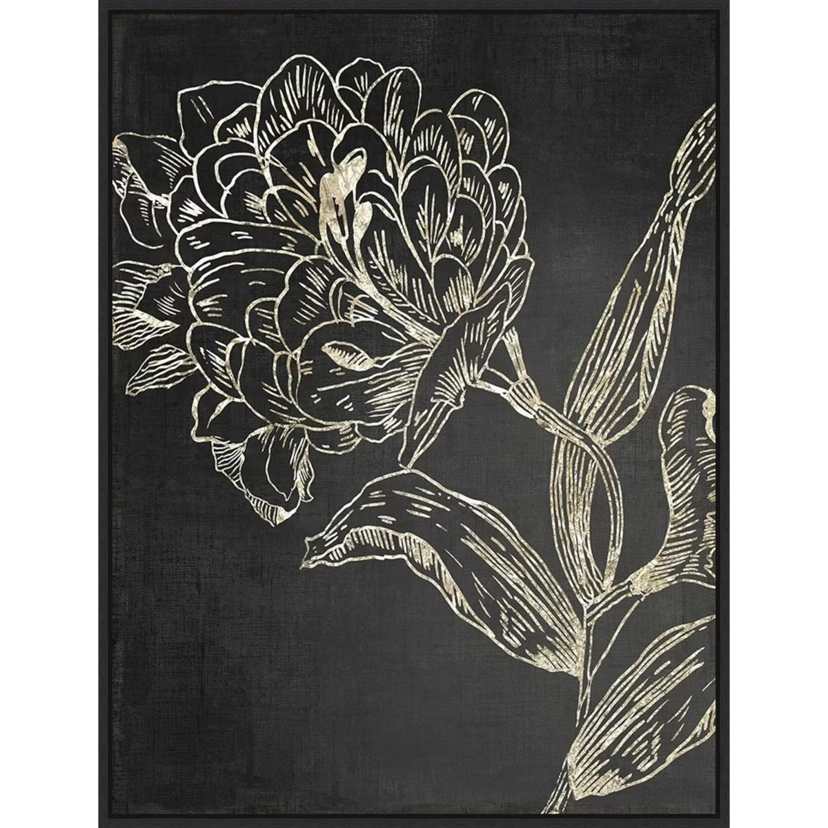 22" x 30" Golden Flower Folklore II by Asia Jensen Framed Canvas Wall Art Black - Amanti Art: Mod... | Target