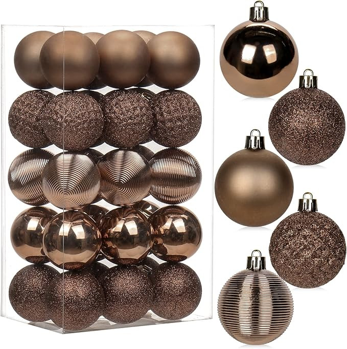 30PCS 2" Christmas Ball Ornaments Shatterproof Brown Christmas Tree Decorations Xmas Tree Balls H... | Amazon (US)