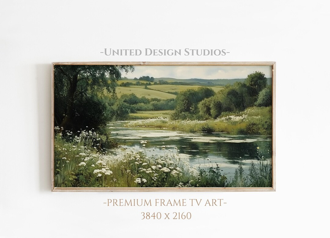 Summer Landscape Frame TV Art, Countryside River Scene With Wildflowers, Green Scenic Meadow Pain... | Etsy (US)