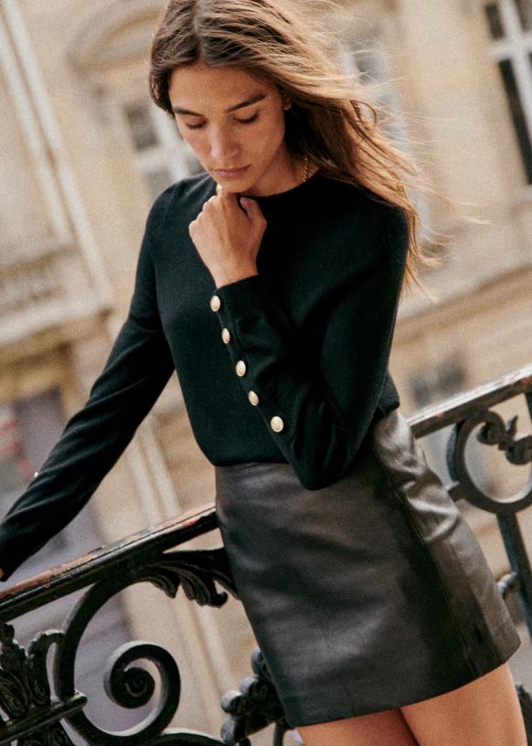 Harlow Skirt - Black Leather - Leather - Sézane | Sezane Paris
