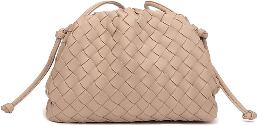 Woven Clutch Purse for Women Fashion Small Square Handbag Vintage Premium Bag PU Leather Handmade... | Amazon (US)