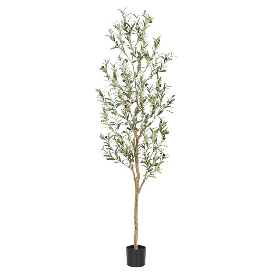 Faux Olive Tree 6ft，Olive Trees Artificial Indoor with Natural Wood Trunk and Realistic Leaves ... | Amazon (US)