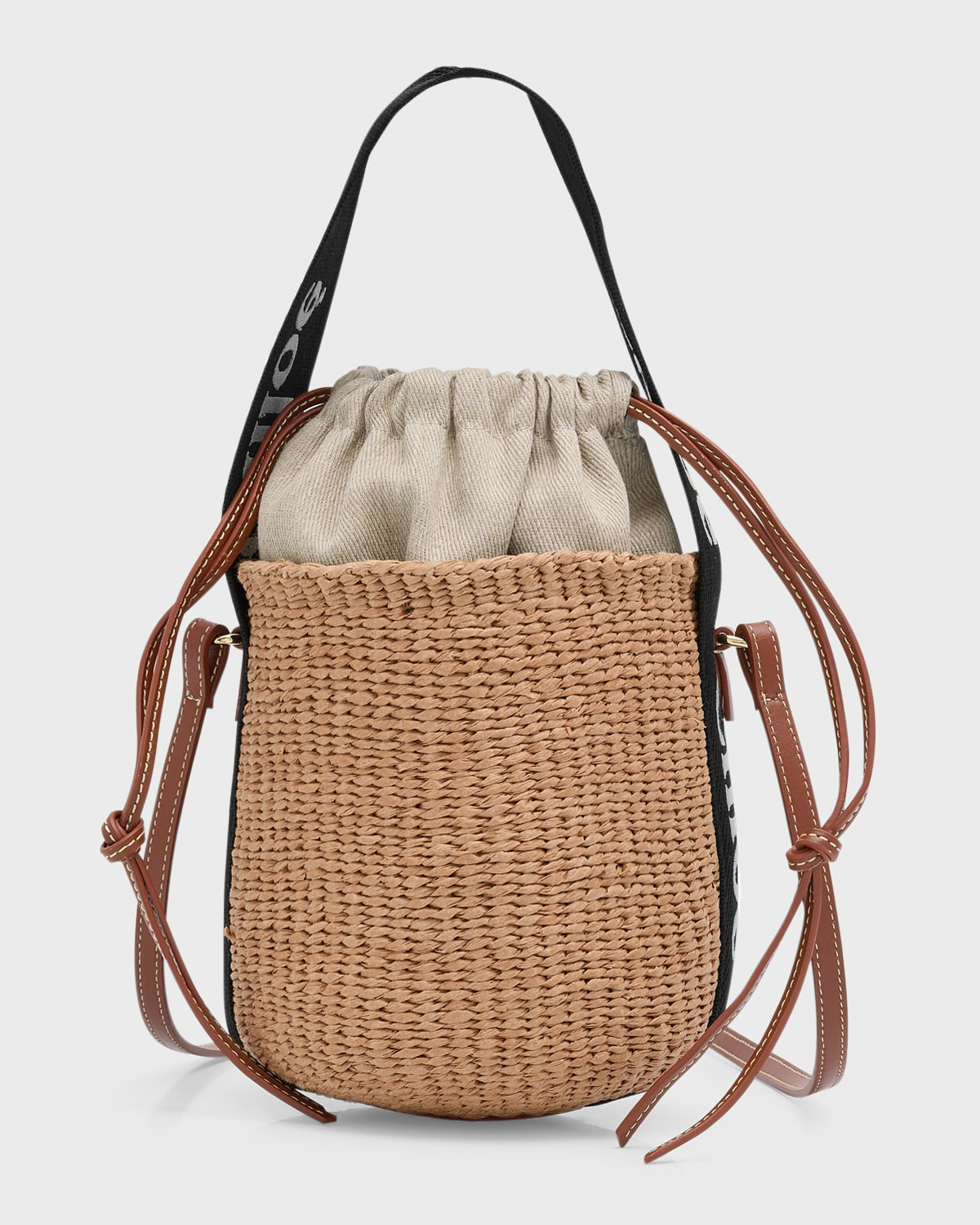 Woody Small Mifuko Basket Bag in Fair Trade Paper Embellished with Linen | Neiman Marcus
