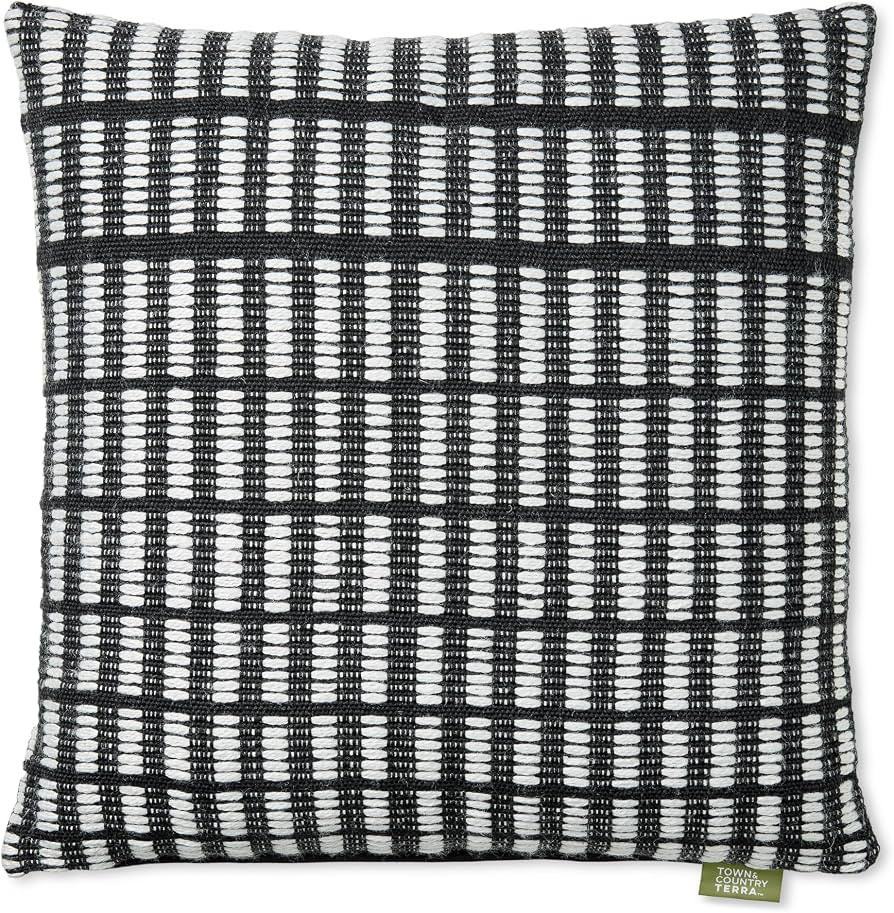 TOWN & COUNTRY TERRA Alara Textured Geo Stripe Handcrafted Indoor Outdoor Decorative Pillow, 100%... | Amazon (US)