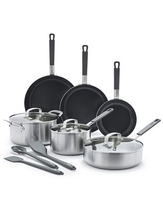 GreenPan X Bobby Flay Stainless Steel Uncoated Nonstick 12-Piece Cookware Set - Macy's | Macy's