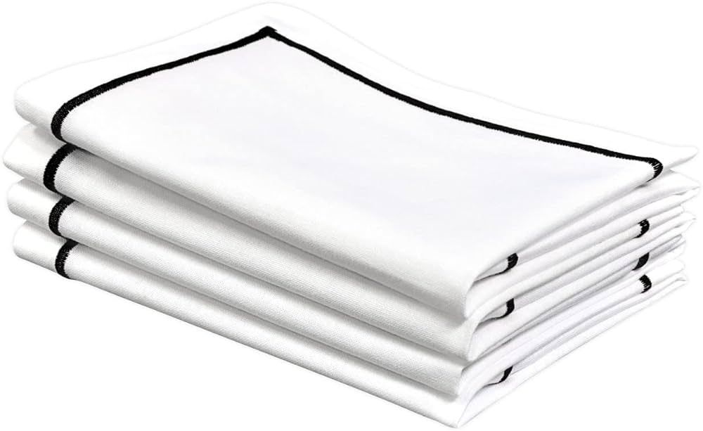 White Cloth Napkins, Dinner Napkins, Linen Napkins, White Napkins, Cloth Napkins with Black Trim,... | Amazon (US)
