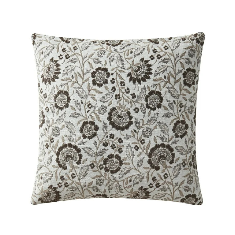 My Texas House 20" x 20" Brown Bel Jacquard Floral Decorative Pillow Cover | Walmart (US)